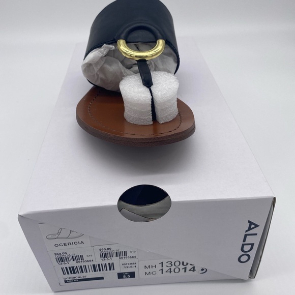 ALDO Ocericia leather ring post sandals in black - Picture 10 of 16